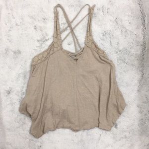 Forever 21 tan tank top with lace detail